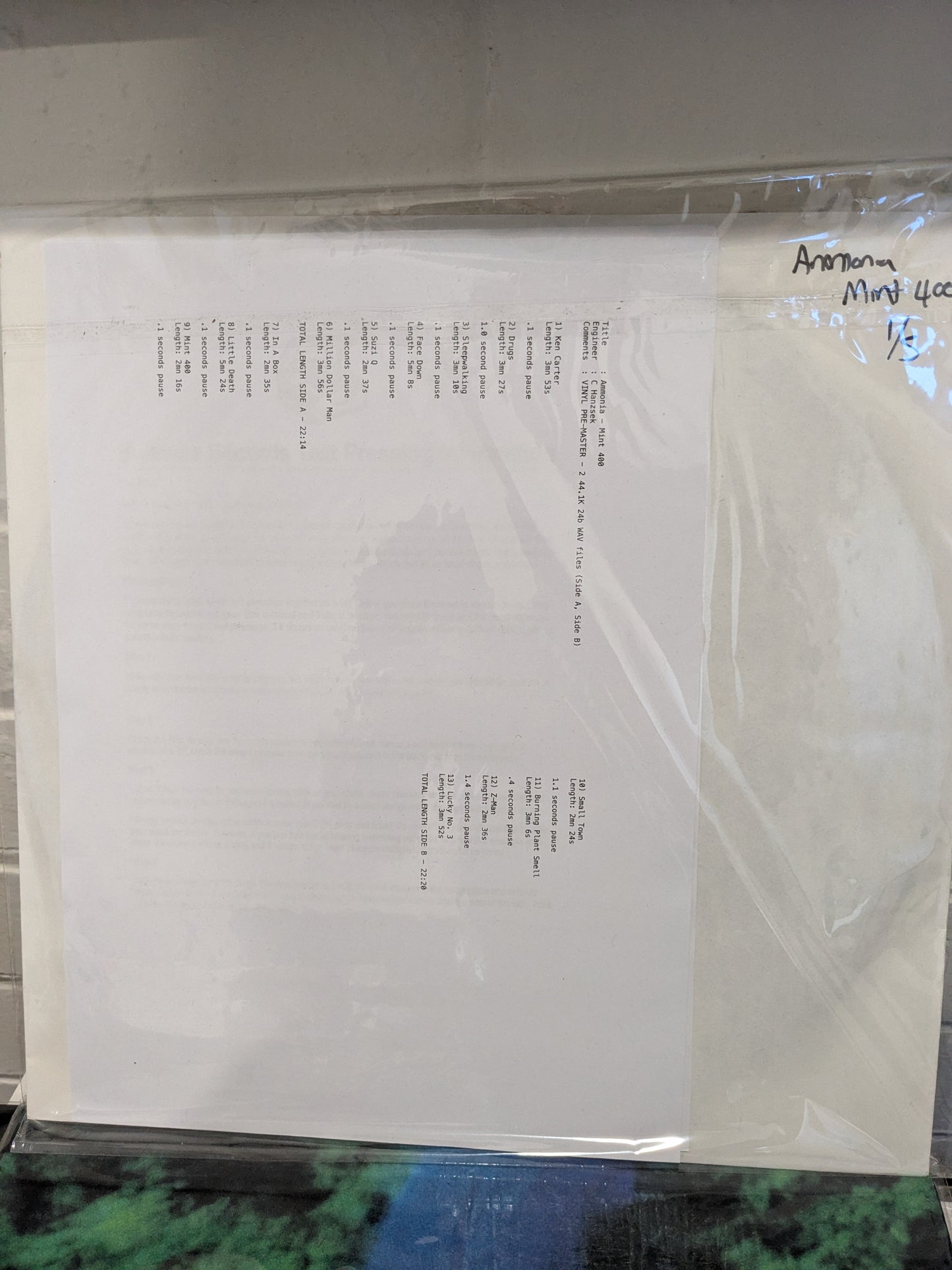 Ammonia - Mint 400 Vinyl Reissue - Test Pressing
