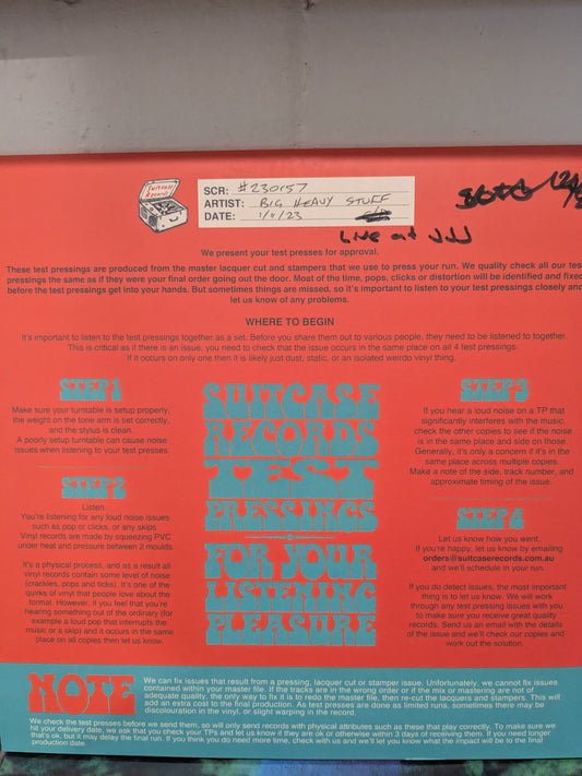 Big Heavy Stuff - Live at triple j 2004 - Vinyl Test Pressing